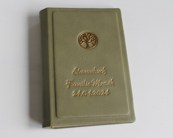 Stammbuch Lebensbaum aus Nappaleder, honiggelb